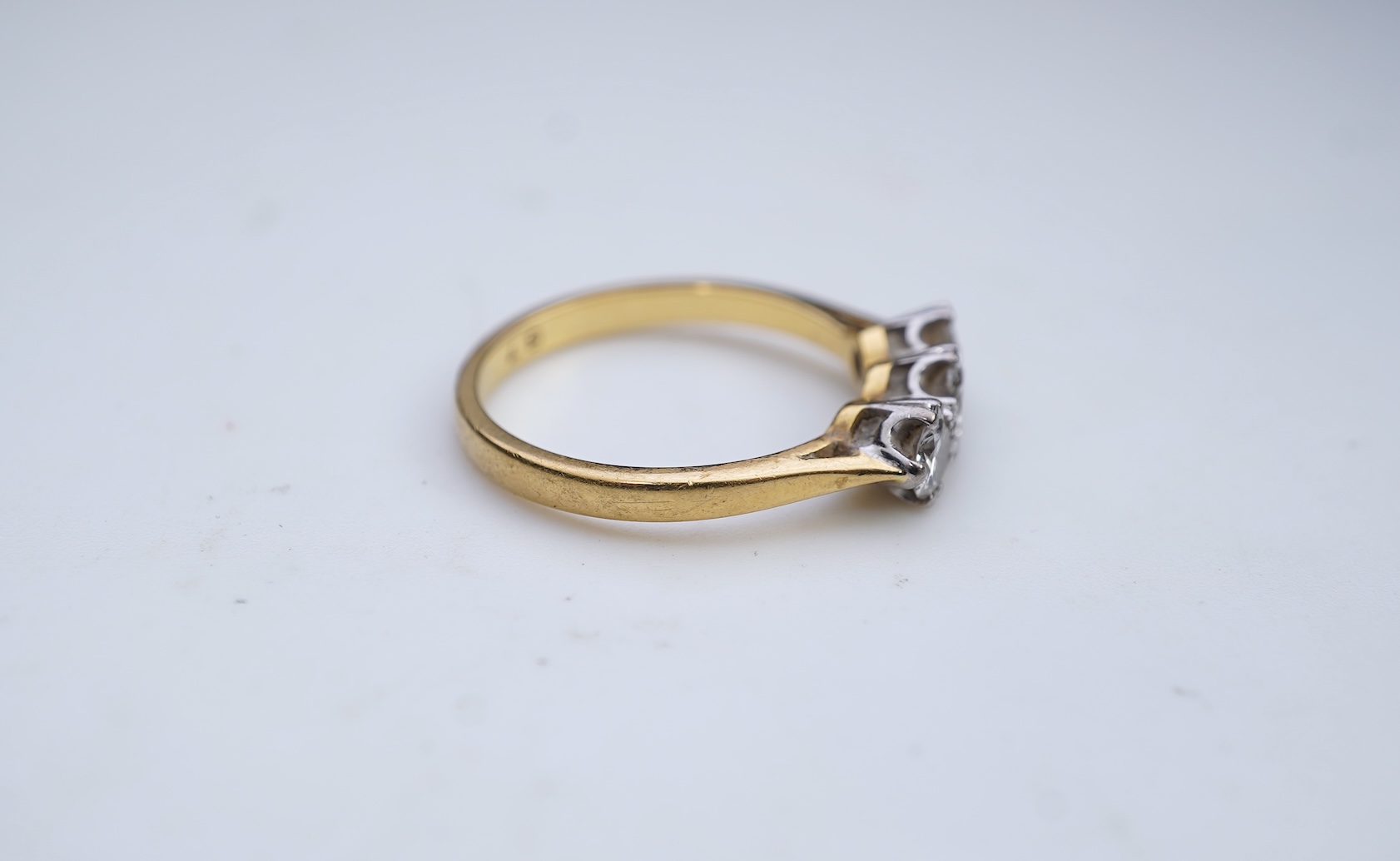 A three-stone diamond ring